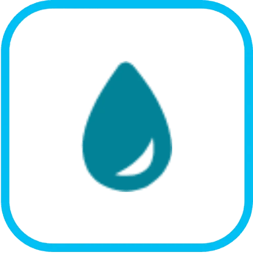 Icône d'une goutte d'eau de couleur verte dans un encadré bleu, pour signifier d'une facture d'eau élevée.